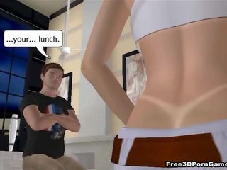 Bewitching 3D cartoon blonde femme fatale gets licked and fucked
