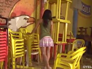 Glorious latin waitress fucking her customer