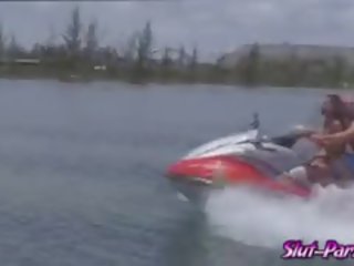 Two charming Babes Got Fucked At The Speed Boat By sexually aroused Men
