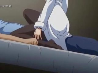 Tempting anime young lady riding loaded johnson in her bed