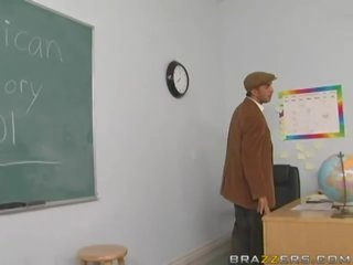 Naughty busty blonde girl flashing her ass in the classroom