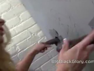 Blonde splendor holes 2 big black cocks at once in bathroom stall