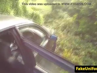 Real brit sucking fake coppers johnson in car