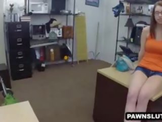 Geeky Brunette honey Gets Fingered At The Pawn Shop