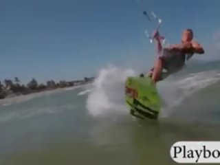 Glorious Playmates Kite Boarding Naked With The Professional
