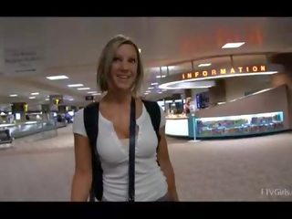 Anne incredibly glorious blonde flashing big natural tits in public