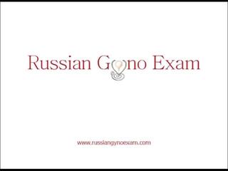 A plumpy busty Russian cutie on a gyno exam