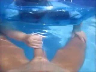 Nasty Wife Give Husband Handjob In Pool Underwater & open Him Cum Underwater