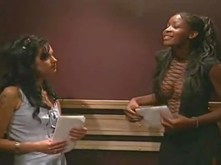Lustful Interracial lesbian sex mov in elevator